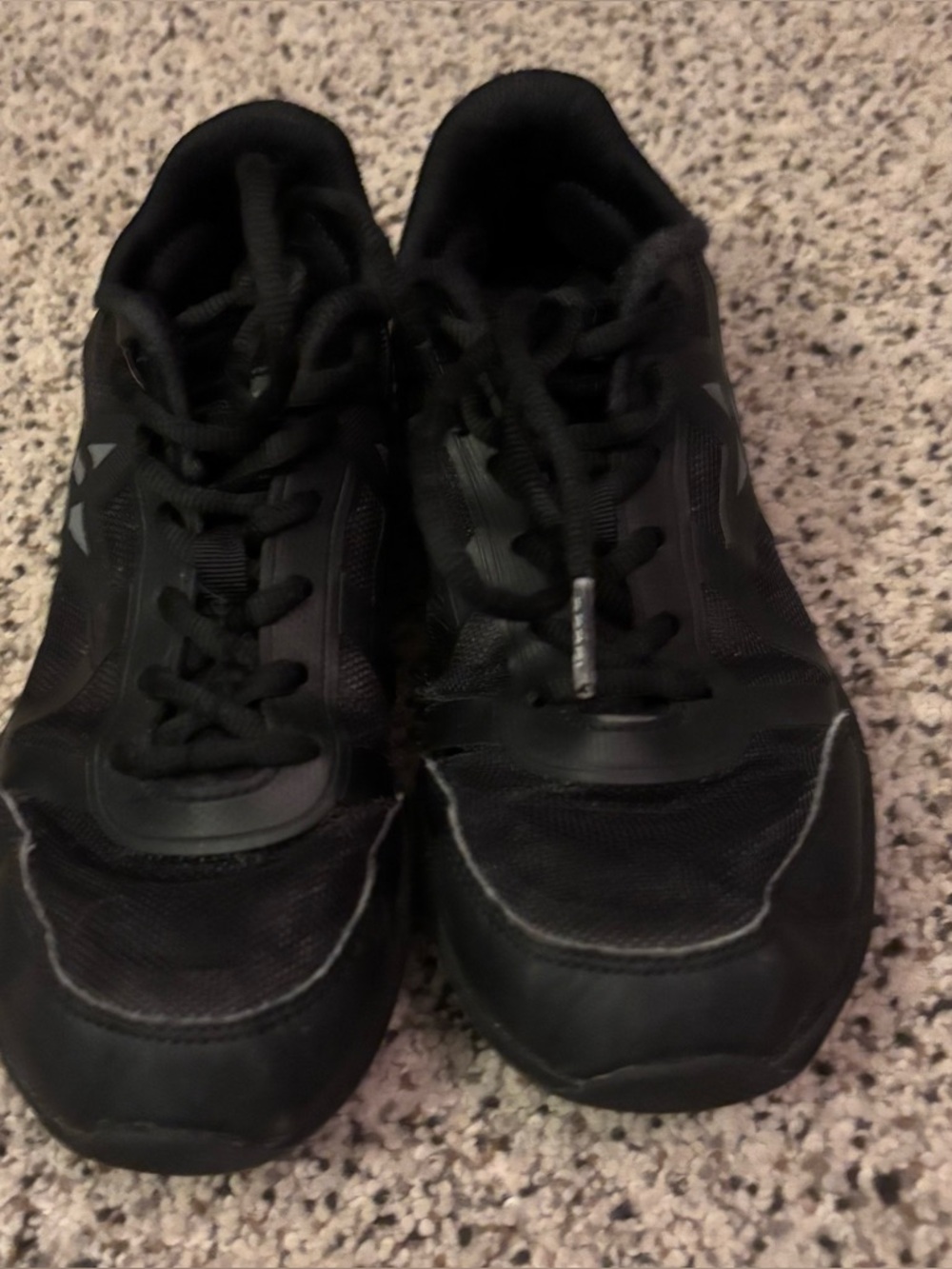 Girls black lace up cheer shoes. Size 6.